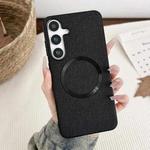 For Samsung Galaxy S25+ 5G Magsafe Magnetic Ring Cloth Texture Phone Case(Black)