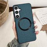 For Samsung Galaxy S25 5G Magsafe Magnetic Ring Cloth Texture Phone Case(Blue)