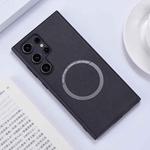 For Samsung Galaxy S24 Ultra 5G Magsafe Magnetic Ring PU Phone Case(Black)