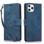 For iPhone 12 Pro Max Orchid Butterfly Embossed Leather Phone Case(Blue)