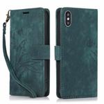 For iPhone XS Max Orchid Butterfly Embossed Leather Phone Case(Green)