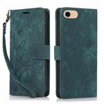 For iPhone 7 / 8 / SE 2022 Orchid Butterfly Embossed Leather Phone Case(Green)