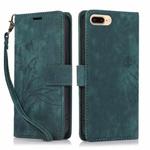For iPhone 7 Plus / 8 Plus Orchid Butterfly Embossed Leather Phone Case(Green)