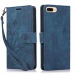 For iPhone 7 Plus / 8 Plus Orchid Butterfly Embossed Leather Phone Case(Blue)