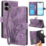 For iPhone 16 Plus Orchid Butterfly Embossed Leather Phone Case(Purple)