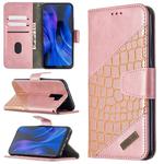 For Xiaomi Redmi 9 Matching Color Crocodile Texture Horizontal Flip PU Leather Case with Wallet & Holder & Card Slots(Rose Gold)