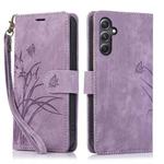 For Samsung Galaxy S24+ 5G Orchid Butterfly Embossed Leather Phone Case(Purple)