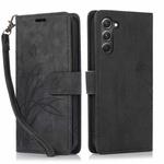For Samsung Galaxy S23+ 5G Orchid Butterfly Embossed Leather Phone Case(Black)