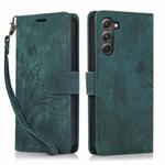 For Samsung Galaxy S23+ 5G Orchid Butterfly Embossed Leather Phone Case(Green)