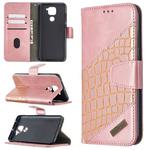 For Xiaomi Redmi  Note 9 Matching Color Crocodile Texture Horizontal Flip PU Leather Case with Wallet & Holder & Card Slots(Rose Gold)