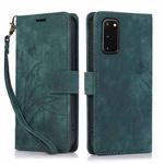 For Samsung Galaxy S20+ Orchid Butterfly Embossed Leather Phone Case(Green)