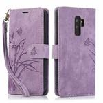 For Samsung Galaxy S9 Orchid Butterfly Embossed Leather Phone Case(Purple)