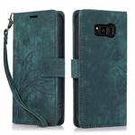 For Samsung Galaxy S8+ Orchid Butterfly Embossed Leather Phone Case(Green)