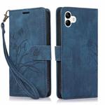 For Samsung Galaxy A04e / F04 Orchid Butterfly Embossed Leather Phone Case(Blue)