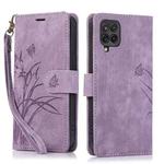 For Samsung Galaxy A12 / M12 Orchid Butterfly Embossed Leather Phone Case(Purple)