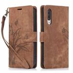 For Samsung Galaxy A50 / A50s Orchid Butterfly Embossed Leather Phone Case(Brown)