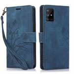 For Samsung Galaxy A51 4G Orchid Butterfly Embossed Leather Phone Case(Blue)