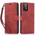 For Samsung Galaxy A52 4G/5G Orchid Butterfly Embossed Leather Phone Case(Red)