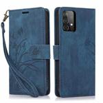 For Samsung Galaxy A53 Orchid Butterfly Embossed Leather Phone Case(Blue)