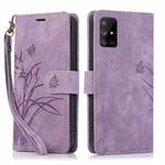 For Samsung Galaxy A71 4G Orchid Butterfly Embossed Leather Phone Case(Purple)