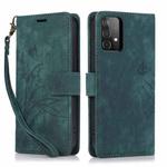 For Samsung Galaxy A72 4G/5G Orchid Butterfly Embossed Leather Phone Case(Green)