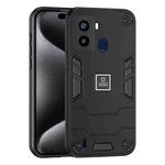 For Tecno Pop 6 2 in 1 Shockproof Phone Case(Black)