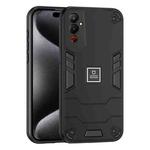 For Tecno Pova 4 2 in 1 Shockproof Phone Case(Black)