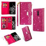 For Xiaomi Redmi 8A / 8A Dual / 8 Multi-card Slots Starry Sky Laser Carving Glitter Zipper Horizontal Flip Leather Case with Holder & Wallet & Lanyard(Rose Red)