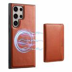 For Samsung Galaxy S23 Ultra 5G Denior Cowhide Texture Leather MagSafe Detachable Wallet Phone Case(Brown)