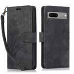 For Google Pixel 8 Orchid Butterfly Embossed Leather Phone Case(Black)