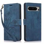 For Google Pixel 8 Pro Orchid Butterfly Embossed Leather Phone Case(Blue)