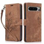 For Google Pixel 8 Pro Orchid Butterfly Embossed Leather Phone Case(Brown)