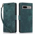 For Google Pixel 8a Orchid Butterfly Embossed Leather Phone Case(Green)