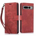 For Google Pixel 7 Pro Orchid Butterfly Embossed Leather Phone Case(Red)