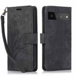 For Google Pixel 6 Orchid Butterfly Embossed Leather Phone Case(Black)