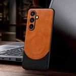 For Samsung Galaxy S24 5G SULADA Stitching Leather MagSafe Magnetic Phone Case(Orange)