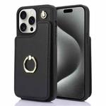 For iPhone 15 Pro Max YM005 Skin Feel Card Bag Phone Case with Long Lanyard(Black)
