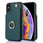 For iPhone XS Max YM005 Skin Feel Card Bag Phone Case with Long Lanyard(Green)