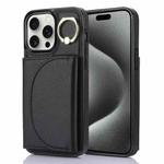 For iPhone 15 Pro Max YM007 Ring Holder Card Bag Skin Feel Phone Case(Black)