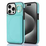 For iPhone 15 Pro YM007 Ring Holder Card Bag Skin Feel Phone Case(Green)
