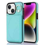 For iPhone 14 YM007 Ring Holder Card Bag Skin Feel Phone Case(Green)