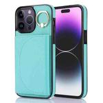 For iPhone 14 Pro YM007 Ring Holder Card Bag Skin Feel Phone Case(Green)