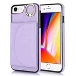 For iPhone SE 2020 / 2020 / 8 / 7 YM007 Ring Holder Card Bag Skin Feel Phone Case(Purple)
