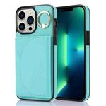 For iPhone 13 Pro Max YM007 Ring Holder Card Bag Skin Feel Phone Case(Green)