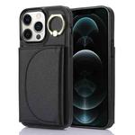 For iPhone 12 Pro Max YM007 Ring Holder Card Bag Skin Feel Phone Case(Black)