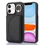 For iPhone 11 YM007 Ring Holder Card Bag Skin Feel Phone Case(Black)