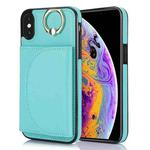 For iPhone X / XS YM007 Ring Holder Card Bag Skin Feel Phone Case(Green)