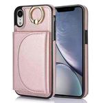 For iPhone XR YM007 Ring Holder Card Bag Skin Feel Phone Case(Rose Gold)