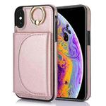 For iPhone XS Max YM007 Ring Holder Card Bag Skin Feel Phone Case(Rose Gold)