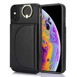 For iPhone XS Max YM007 Ring Holder Card Bag Skin Feel Phone Case(Black)